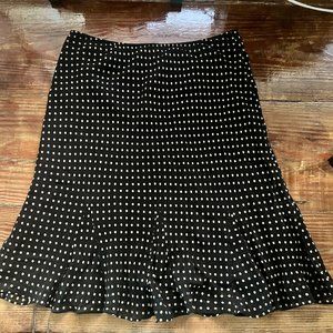 INC black skirt with tan polka dots, silk, size 6